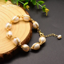 GLSEEVO Natural Fresh Water Pearl charm Bangles For Women Adjustable Bracelets Pulseras Handmade Fine Luxury Jewellery GB0104