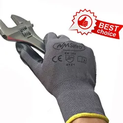 NMSafety 13 Gauge Grey Nylon Black Nitrile Dipping Work Safety Auto Repairs Gloves