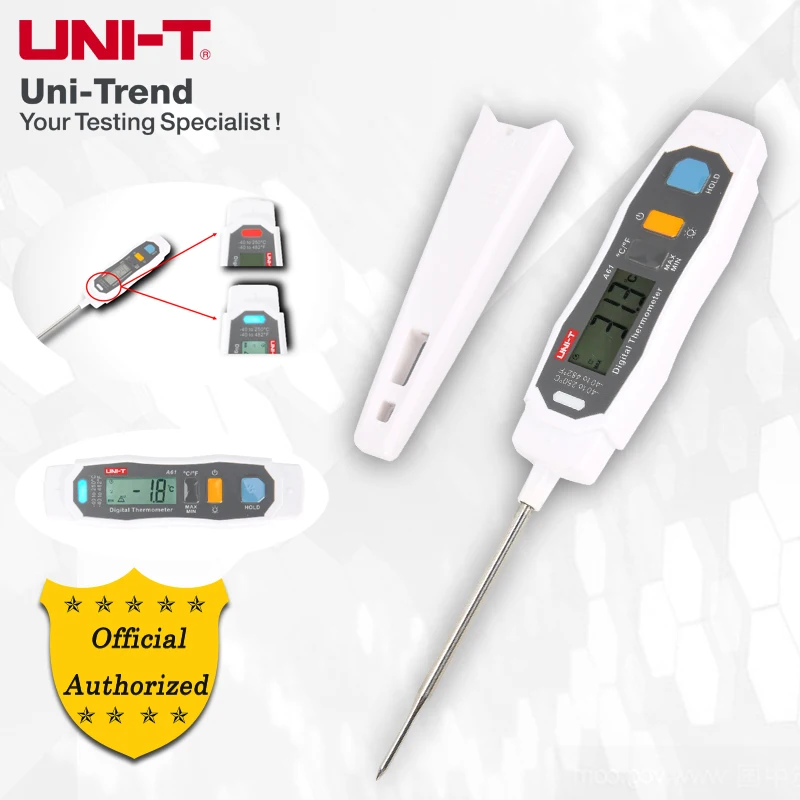 UNI-T A61 probe type thermometer (IP65); milk temperature/kitchen food/oil temperature/immersion/penetration temperature meter