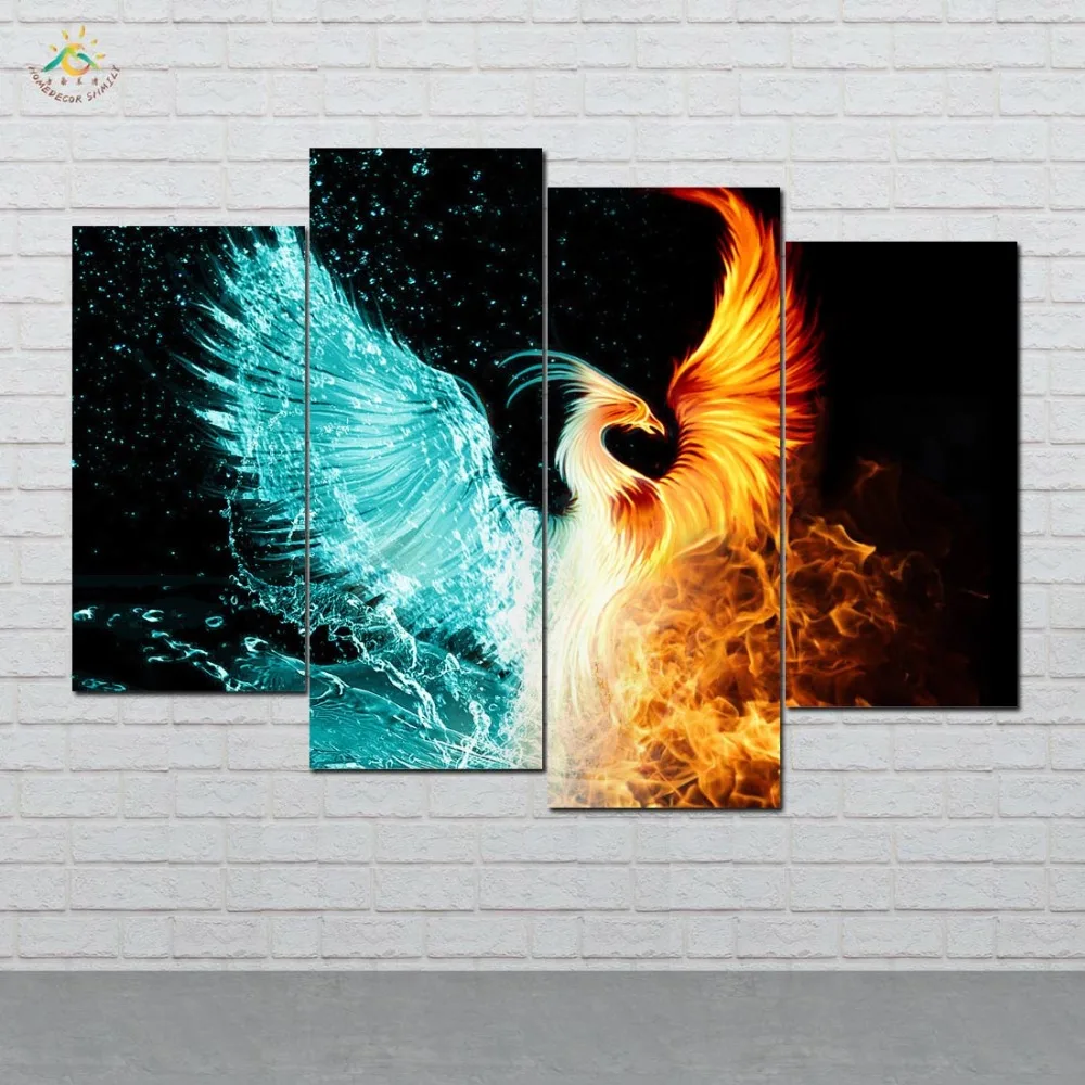 

Abstract Phoenix Wall Art Prints Canvas Art Painting Modular Picture And Vintag Poster Canvas Painting Home Decor 4 PIECES