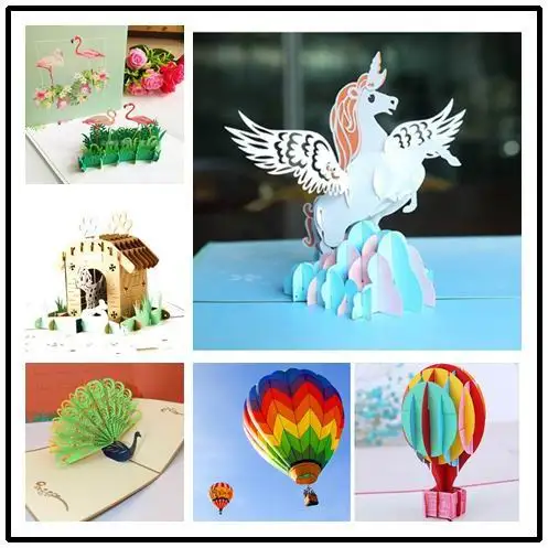 creative 3D paper birthday pop up card unicorn Pegasus festival party Invitations greeting card postcard thanksgiving card