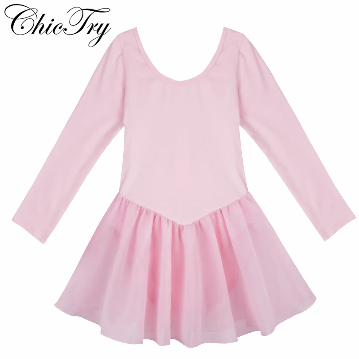 Children Kids Long Sleeve Ballet Dancer Leotard Tutu Dress Girls Ballet Class Stage Performance Dance Costumes Dancing Clothes