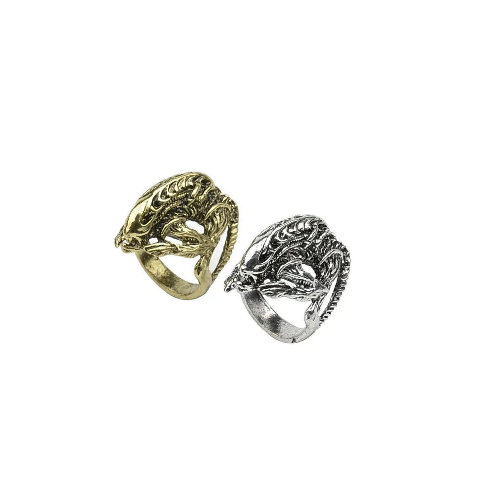 Hot AVP Alien and Predator Punk Ring Alien Warrior Rings Cool Jewelry Animal Skull Biker Ring For Men Women