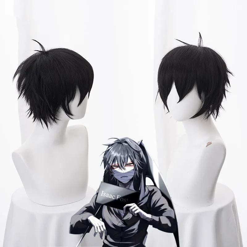 2019 Zack Wigs Anime Angels of Death Cosplay Wig Synthetic 30cm Black Men Hair Zack Isaac Foster Angels of Death Cosplay Hair