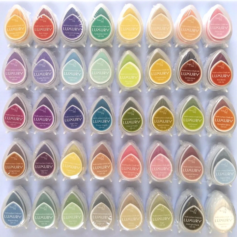 40Pcs Wholesale Colors Matte Effect Ink Pad Water Drop Chalk Viscosity Inkpads