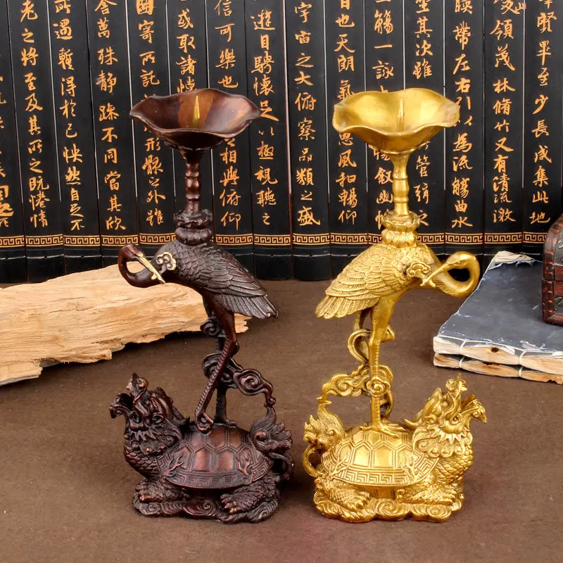 Imagem -03 - Brass Turtle Candlestick Decoração Budismo Retro Buda Oferecendo Candle Holder Pcs