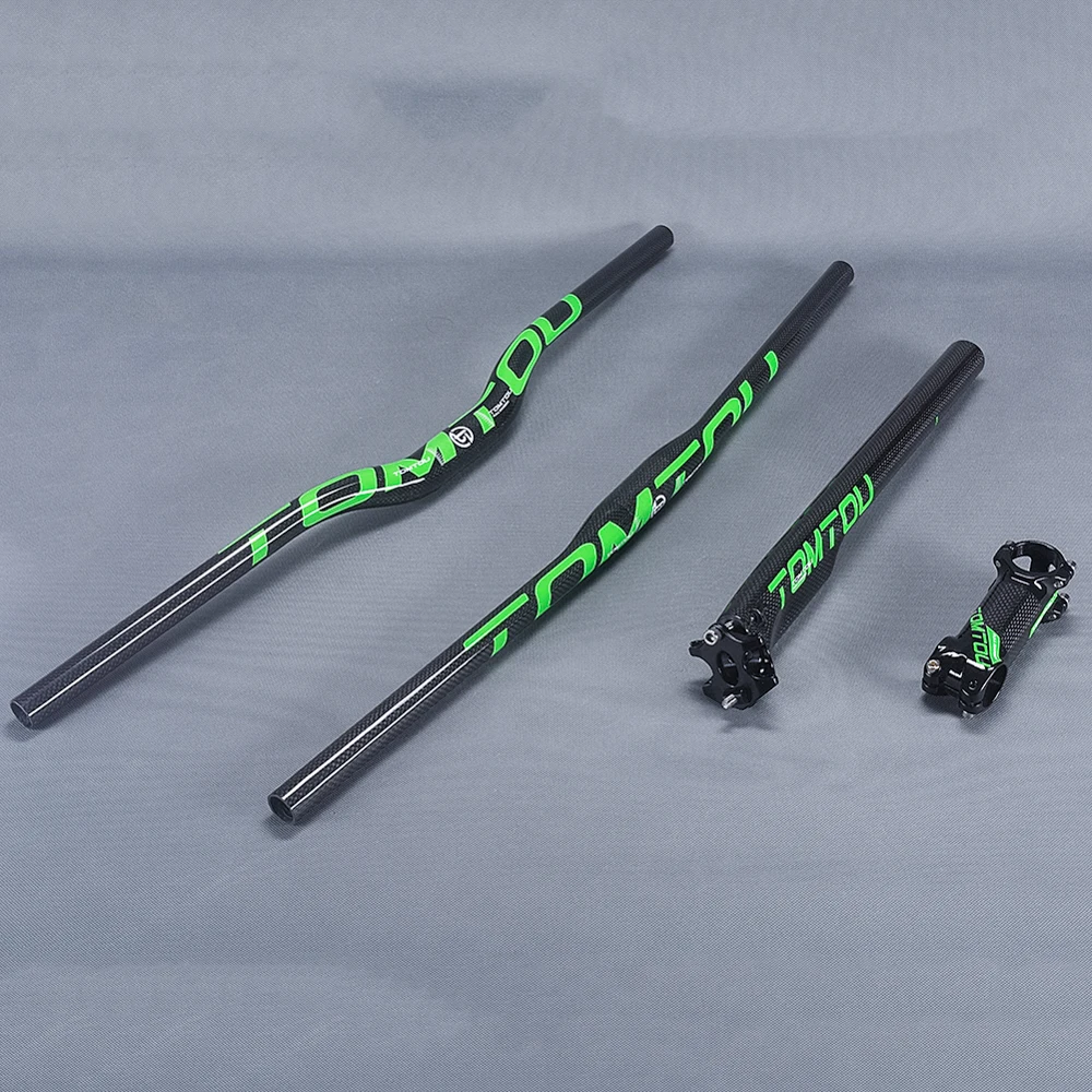 

TOMTOU Carbon Bicycle Mountain Bars Sets Horizontal / One-shaped Handlebar + Stem + Seatpost Cycling MTB Bike Parts - TS8T76