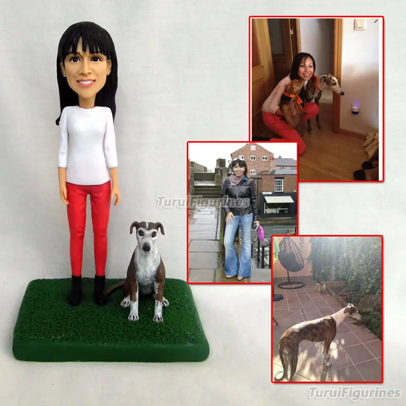 ooak Custom polymer clay Figurine doll gift to girlfriend with her pet miniature birthday valentine's gift graduation gifts idea