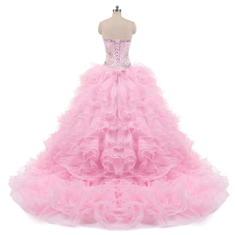 Nieuwe Echte Roze Tweedelige Baljurk Quinceanera Jurken 2019 Sweetheart Organza Ruches Met Korte Rok Vestidos De Quinceañeras