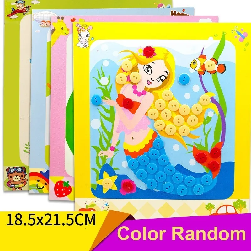 

Children DIY Button Drawing Toy Stickers For Home Kindergarten Nursery Educational Picture Handmade Paste Painting Material Bag