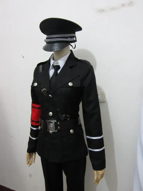 no Anime Chi AKIRA SHIKI Black Military Uniform Cosplay Costume Send Hat Any Size