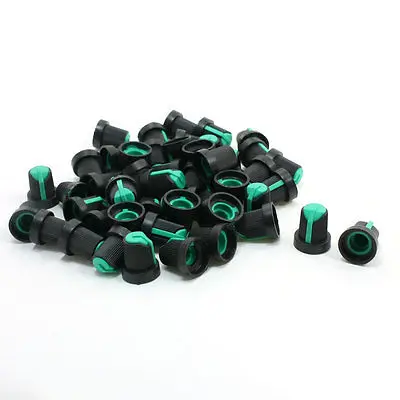 

50 Pcs Green Black Plastic Nonslip 6mm 15/64" Shaft Potentiometer Knobs