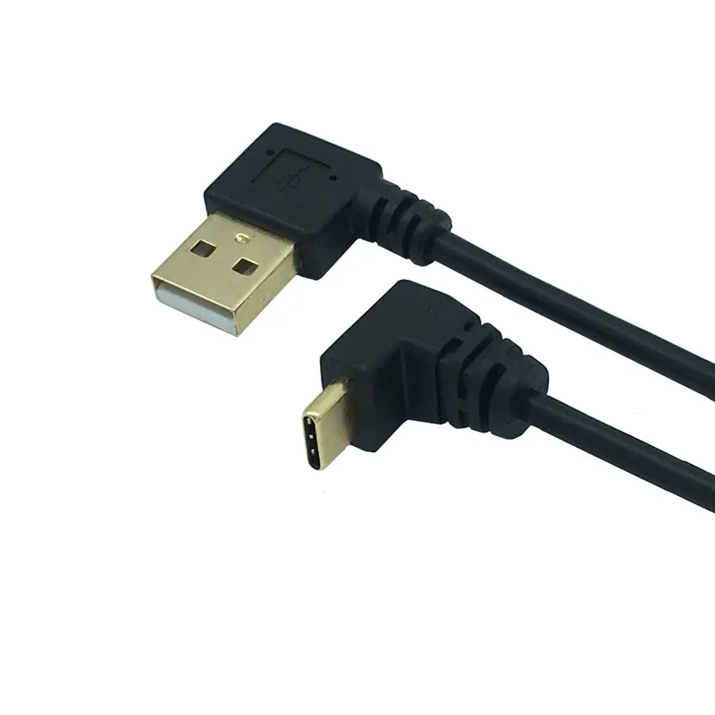 Up & Down Angled 90 Degree USB 3.1 Type-c USB Male to USB Male Left Data Charge connector Cable 25cm for Tablet phone