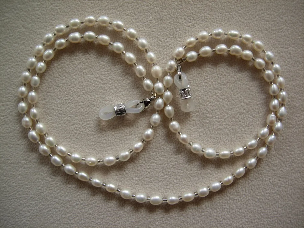 fashionable eyeglass beaded fresh water real pearl necklace chain retainer holder handcrafted sunglass lanyard/face mask holder