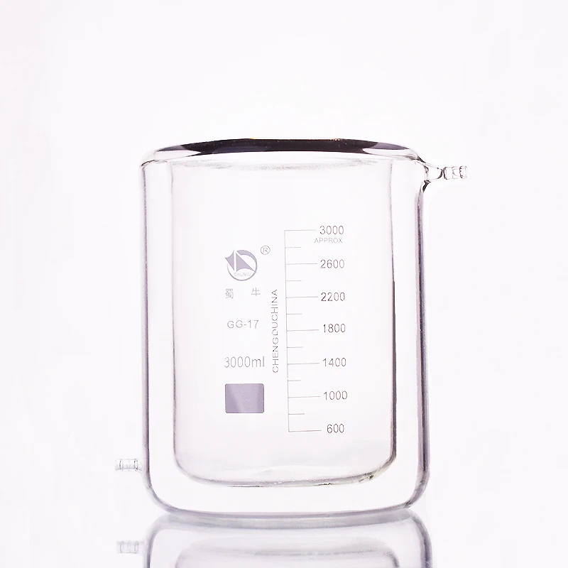 Double-deck beaker,Low form with tick marks 3000ml,Double-layer cold trap with graduations,Photocatalytic reaction bottle