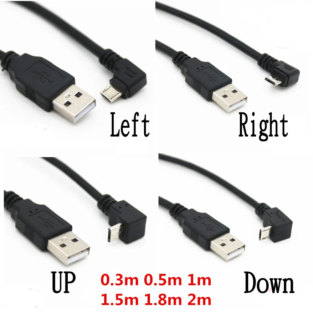 

Up & Down & Left & Right Angled 90 Degree USB Micro USB Male to USB male Data Charge connector Cable 25cm 50cm for Tablet 5ft 1m