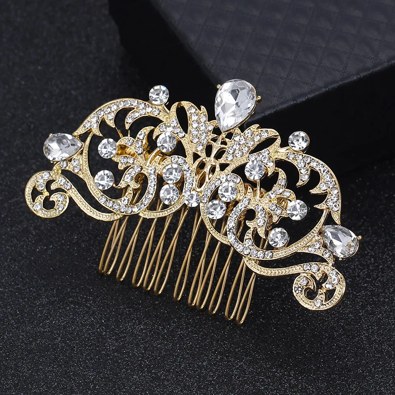 BLIJERY Fashion Gold Color Pearls Crystal Floral Hair Combs for Women Brides Headpiece Bridal Wedding Hair Accessories Gifts