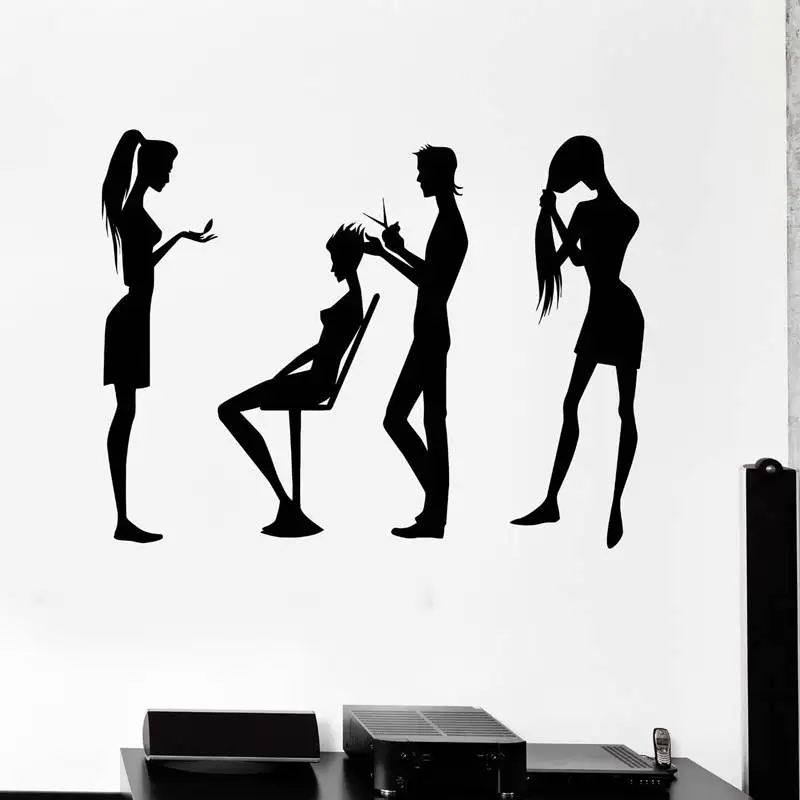 Salon Sticker Woman Barber Hair Beauty Spa Decal Haircut Posters Vinyl Wall Art Decals Decor Decoration Salon Sticker Q0026