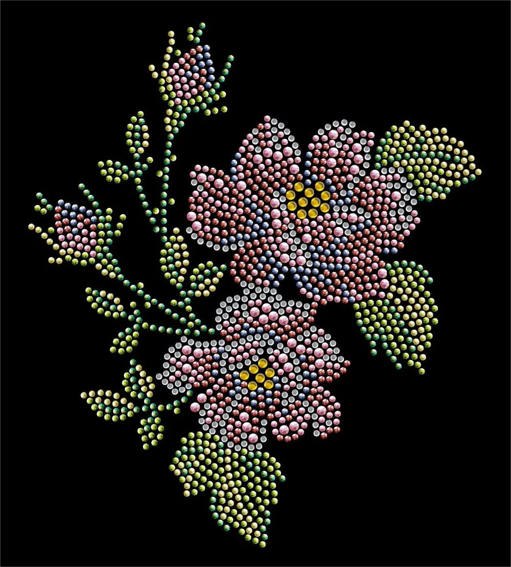 MulticolFlower hot fix rhinestone motif iron on transfers motif hot fix iron on iron on design stone patch dress bag shirt