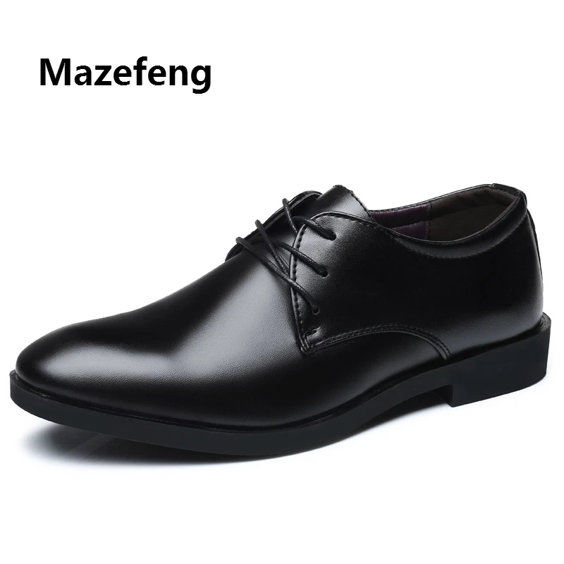 Mazefeng 2019 New Brand Classic Man Pointed Toe Dress Shoes Mens Patent Leather Black Wedding Shoes Oxford Formal Shoes Big Size