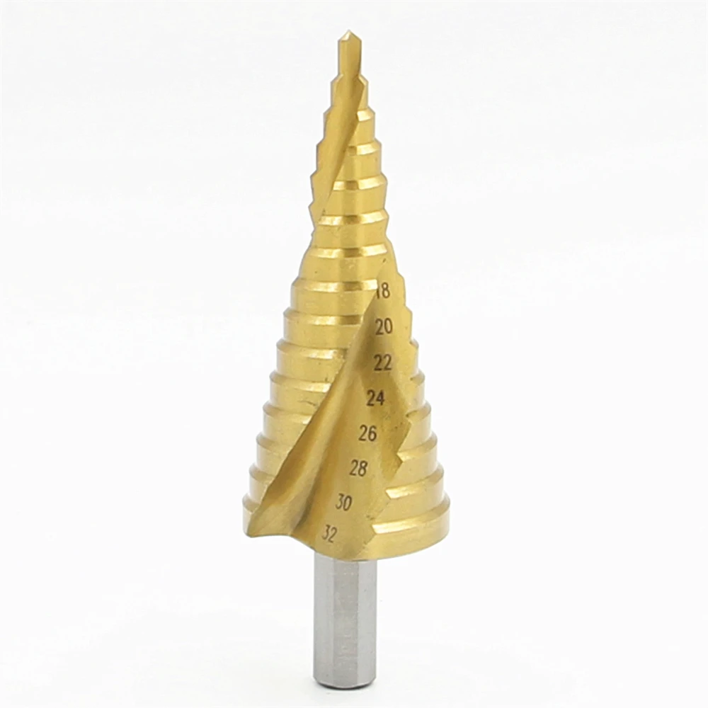 HSS Step Drill Bits 4mm-32mm Spiral Groove Power Tools Triangular Handle Wholesale Price 15 Steps Metal Drilling Titanium