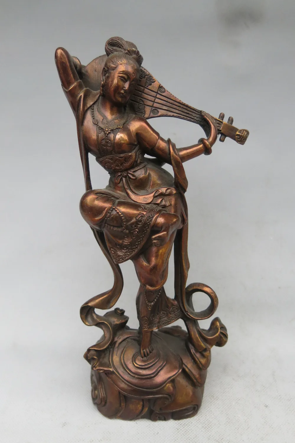 Very rare Qing Dynasty Copper statue of ladies singing and dancing, free shipping