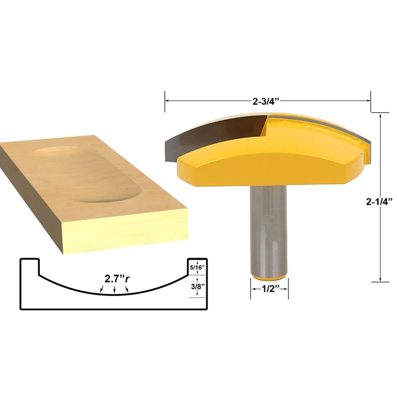 

1pcs Large Bowl Router Bit - 2.7" Radius - 2-3/4" Wide - 1/2" Shank