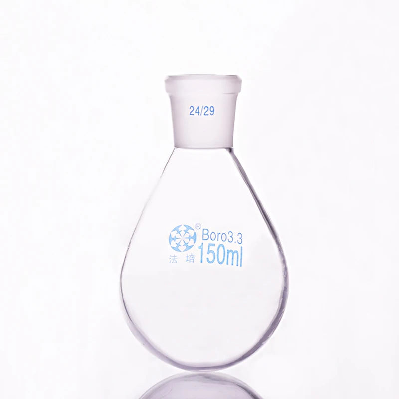 

Flask eggplant shape,short neck standard grinding mouth,Capacity 150ml and joint 24/29,Eggplant-shaped flask