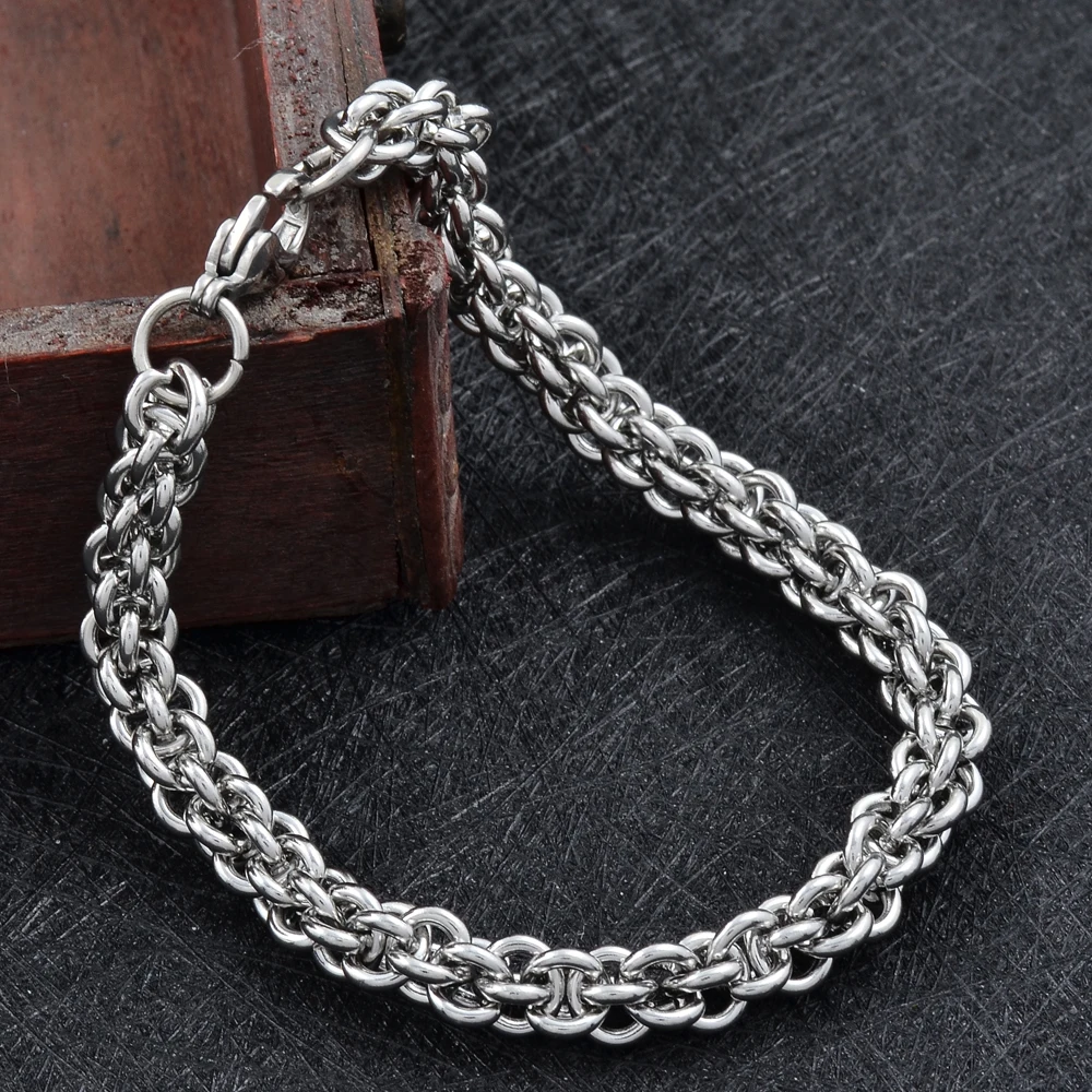 IJN0166  Punk Rock Complex winding Link Chain Bracelets Cool Men Jewelry Stainless Steel Man Color Bracelet