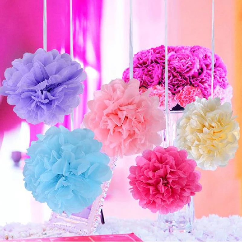 Sales Promotion 8\'(20cm) 1pcTissue Paper Pom Poms Wedding Party Decor Paper Flower For Wedding Decoration /Garden Supplies