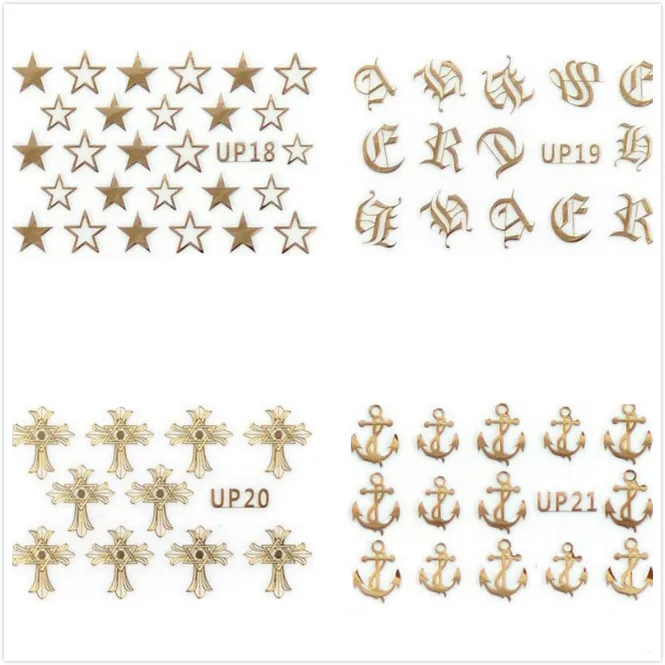 wholesale New Arrival 18K Gold Nail Sticker Golden Nail Tip Decoration 3D Fashion Bronze Nail decal 200packs/lot free shipping