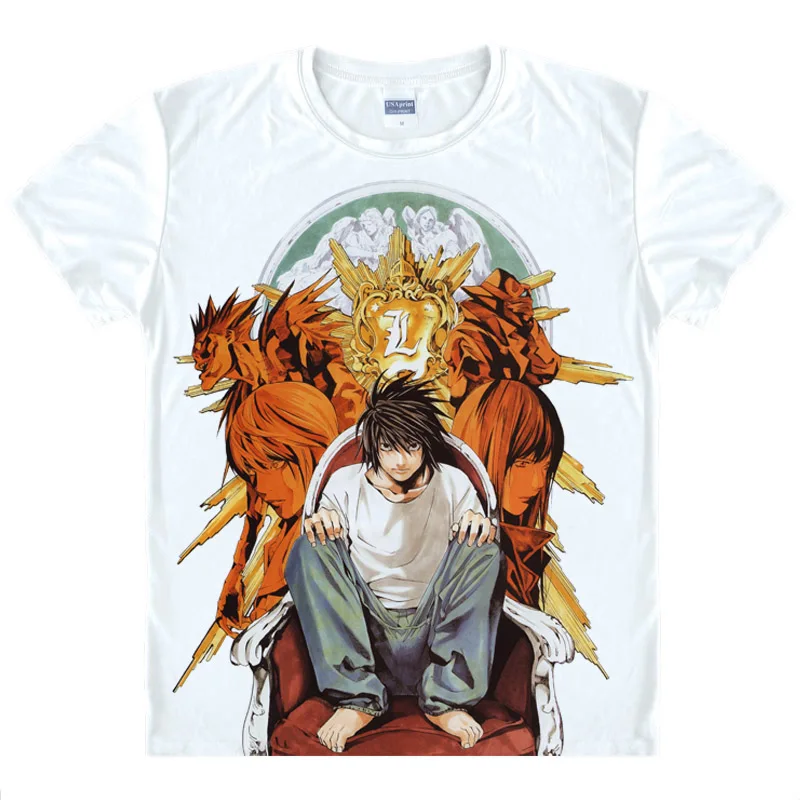 Death Note T-Shirts Multi-style Short Sleeve Shirts Desu Noto Light Yagami Shinigami Ryuk L Lawliet Cosplay Shirt