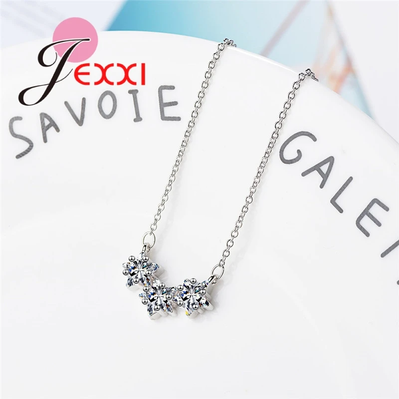 925 Silver New Fashion Simple Female Necklace With Flower Pendant For Christmas New Year Birthday Party Gift Fast Shipping