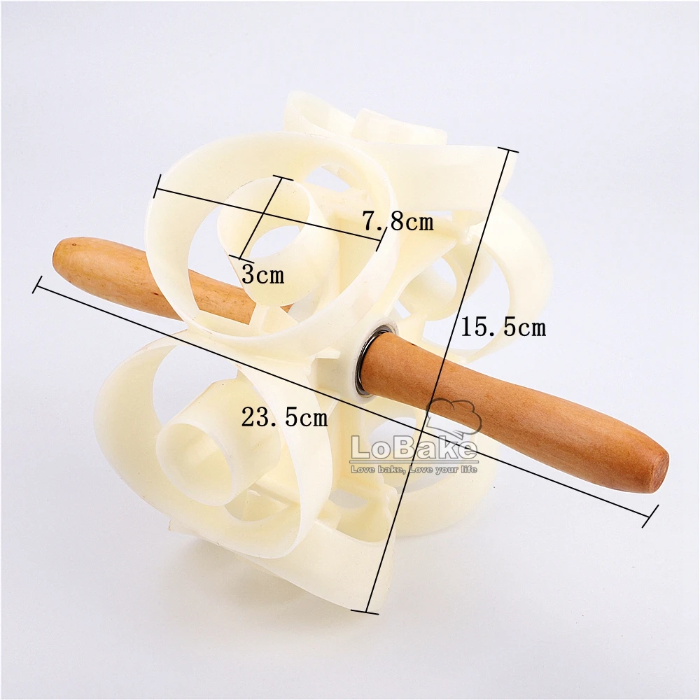 Diameter 7.8cm manual plastic 6-circle donut cutter doughnut biscuit cookie fondant dough maker wood handle for bakery gadgets