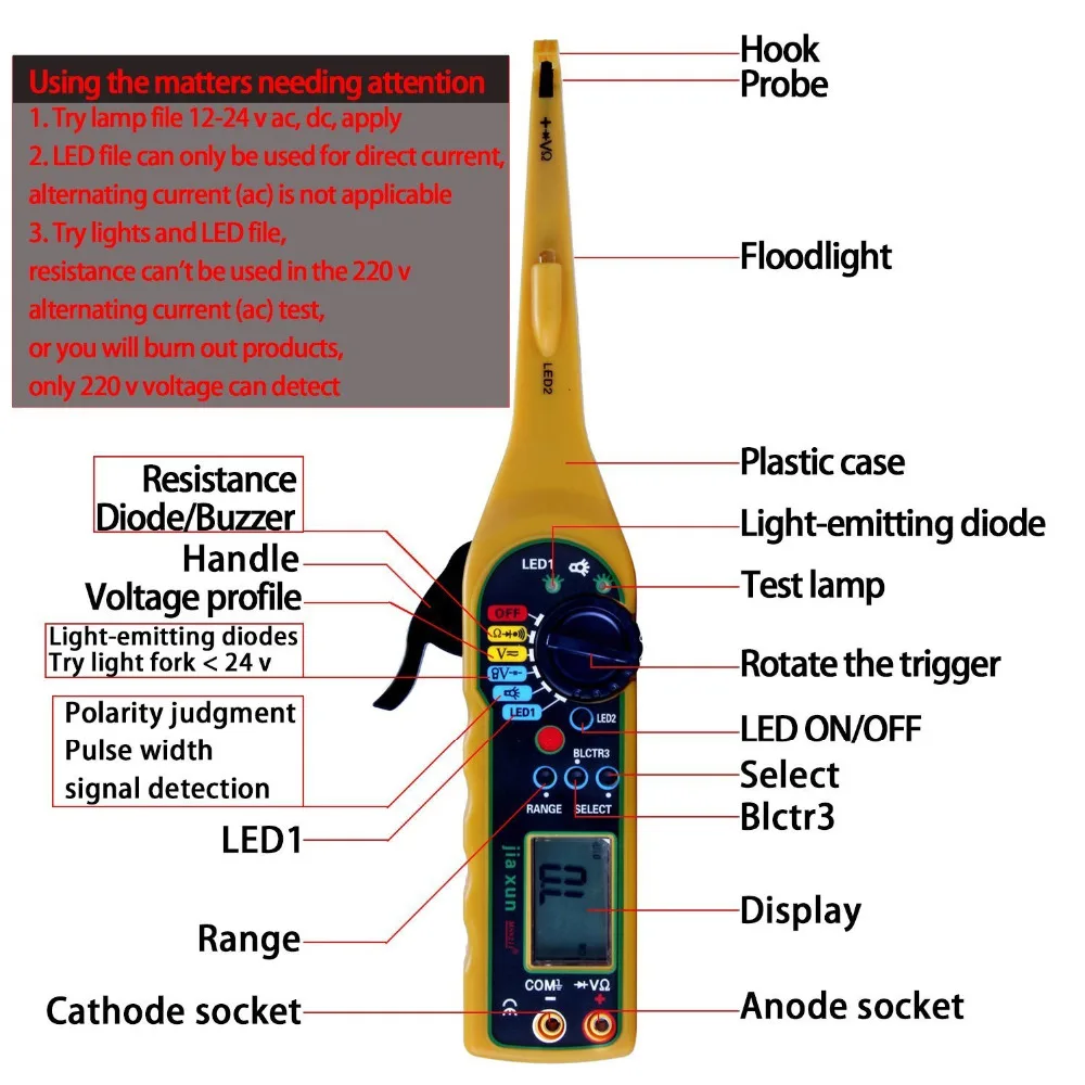 Freeshipping Multifunctionele Auto Circuit Tester Multimeter Lamp Car Repair Automotive Bouw Multimeter 0V-380V Voltage