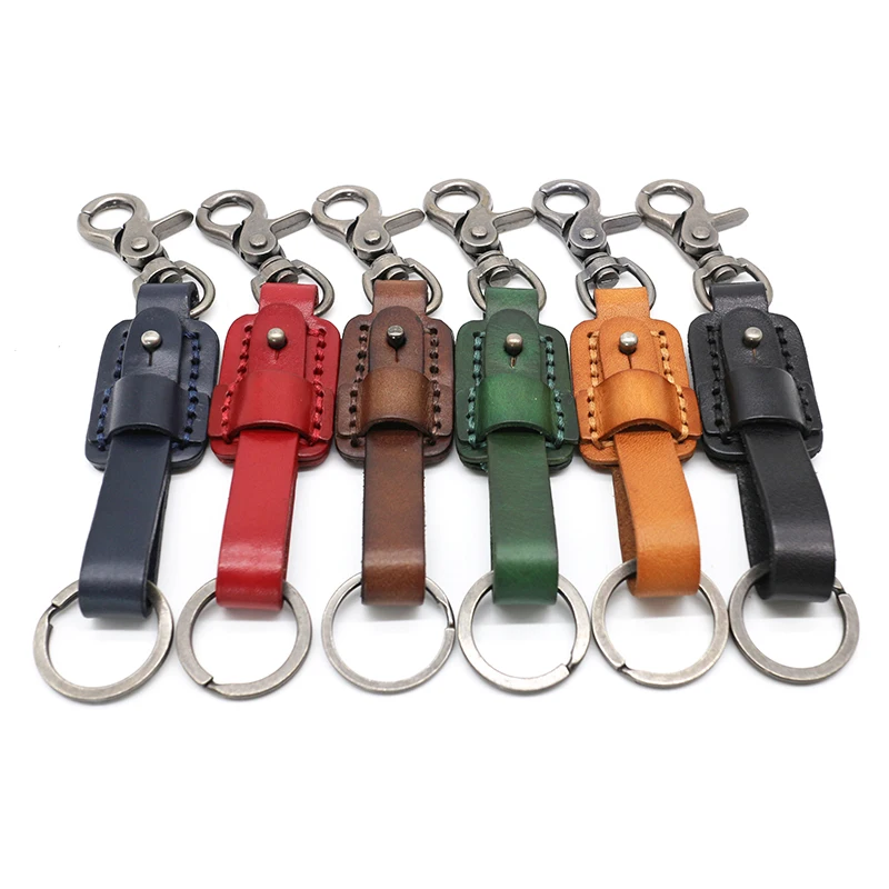 New Fashion Men Keychain Genuine Leather Luxury Handmade Vintage Metal Car Key Ring Multifunctional Tool Women Retro Key Chain