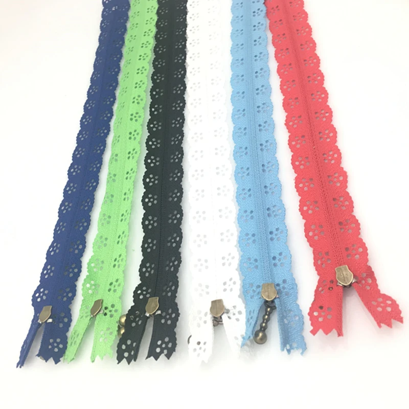 5pc 25cm Nylon Coil Beautiful Lace Zippers Lace Sewing Zipper for DIY bag etc Tailor Sewer Craft Retail KT0755 5BB5303