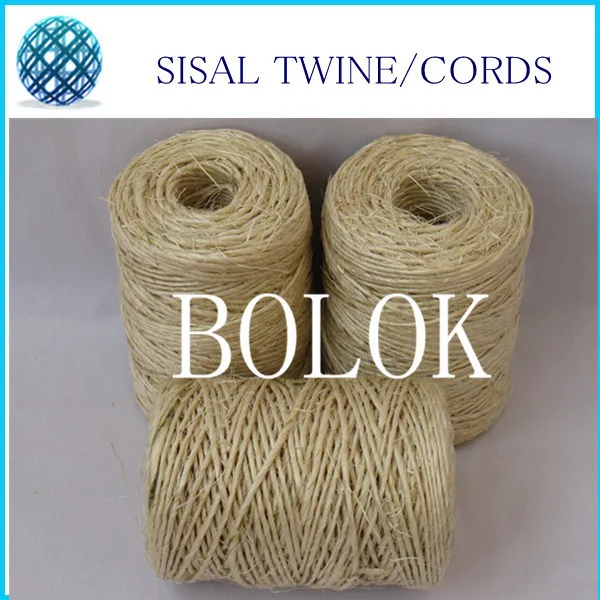 Free shipping 6pcs/lot natural sisal fibre twine (dia.: 1.5mm, 1 ply twisted)80m/spool, sisal garden twine