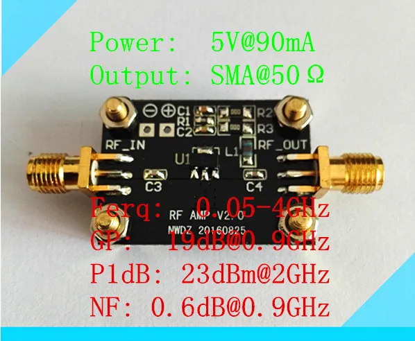 Ultra low noise NF=0.6dB high linearity 0.05-4G wideband amplification LNA input as low as -110dBm