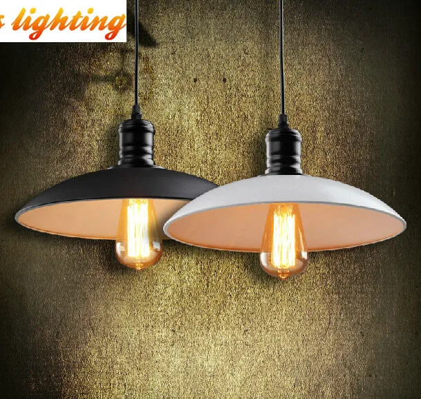 

Free shipping Retro bedroom bar Chandelier lamp iron E27 black / white diameter 25CM AC110-240V