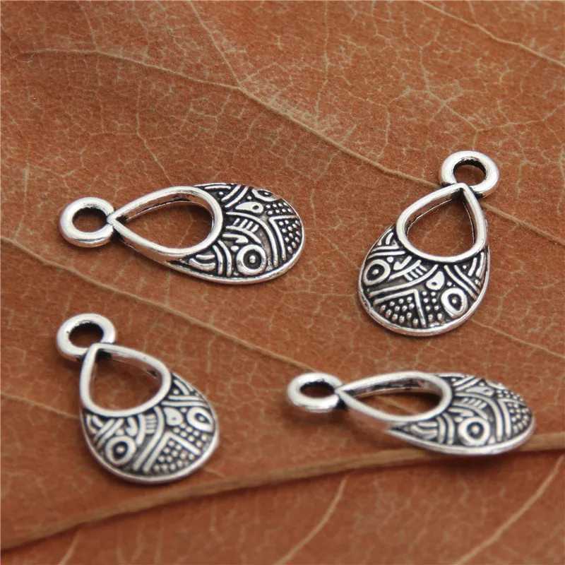 100pcs  Silver Color Small Visor with hole Charms cute Pendant for diy jewelry accessories handmade making 9x17mm A2990