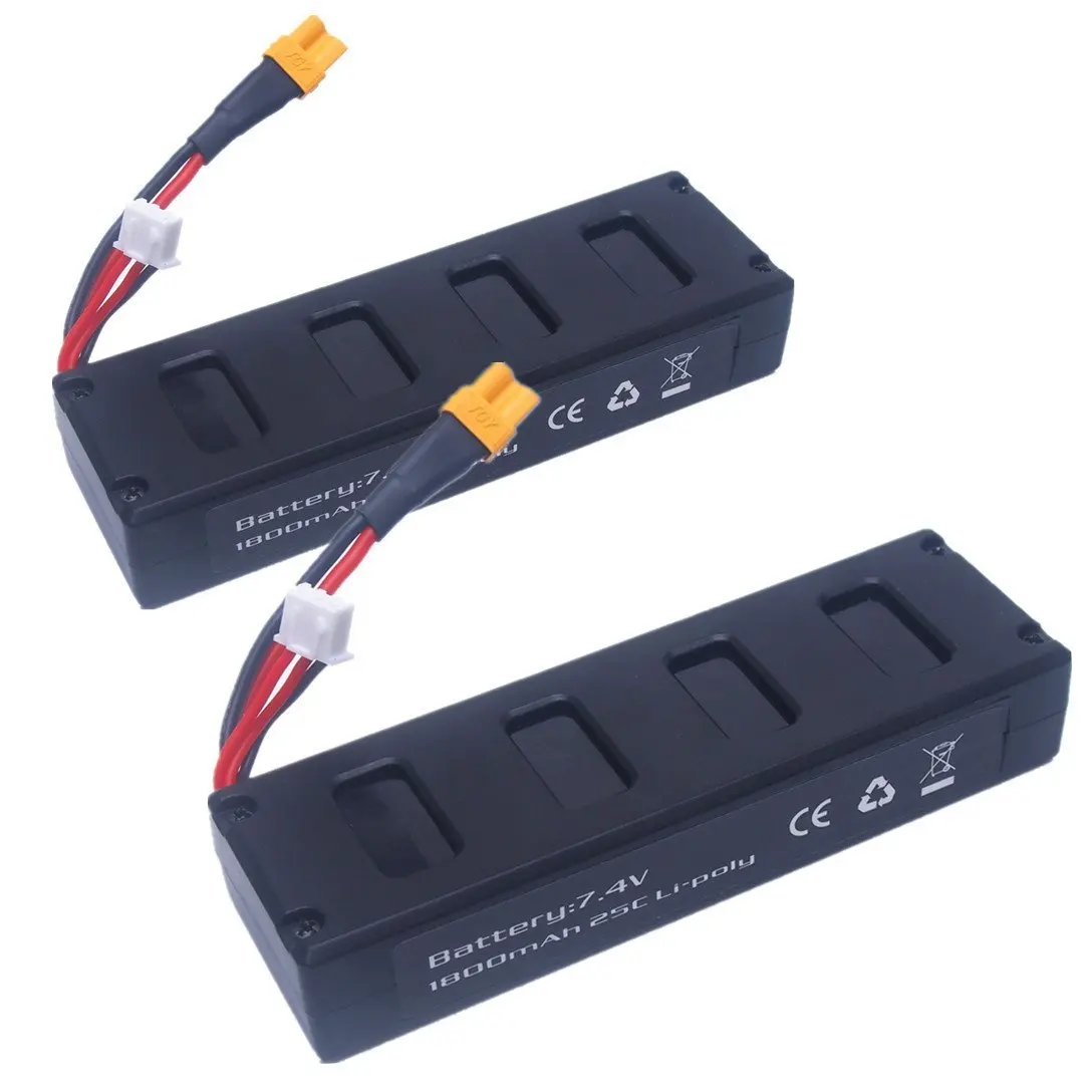 

2pcs * EBOYU 7.4v 1800mah 25C Li-poly Batteries for MJX B3 Bugs 3 RC Drone Replacement Battery