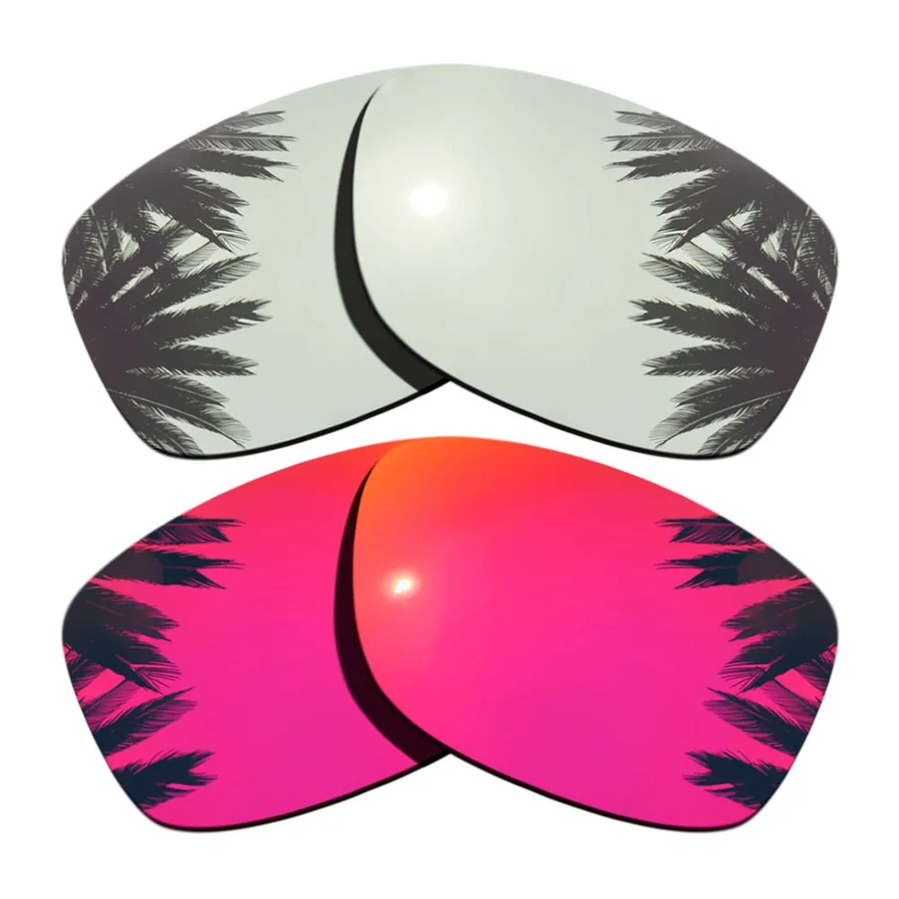 (Silver+Midnight Sun Mirrored Coating) 2-Pairs Polarized Replacement Lenses for Jupiter Squared 100% UVA & UVB Protection