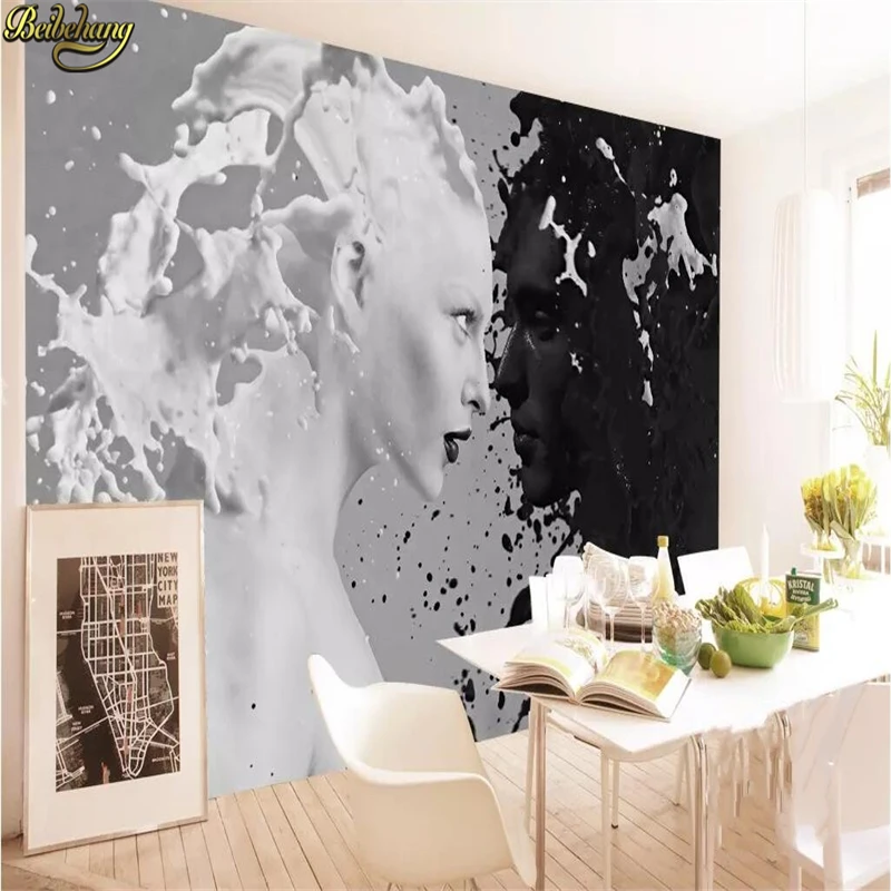 beibehang Custom Black White Milk Lover Photo Wallpapers For Wall 3 d Living Room Bedroom Shop Bar Cafe Walls Murals Roll