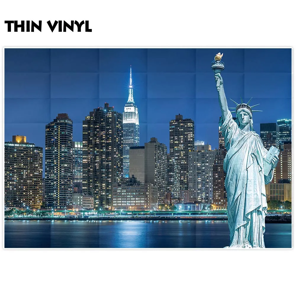 Allenjoy new york backdrop for photo city night Statue of Liberty background photo shoot prop photocall photobooth fabric