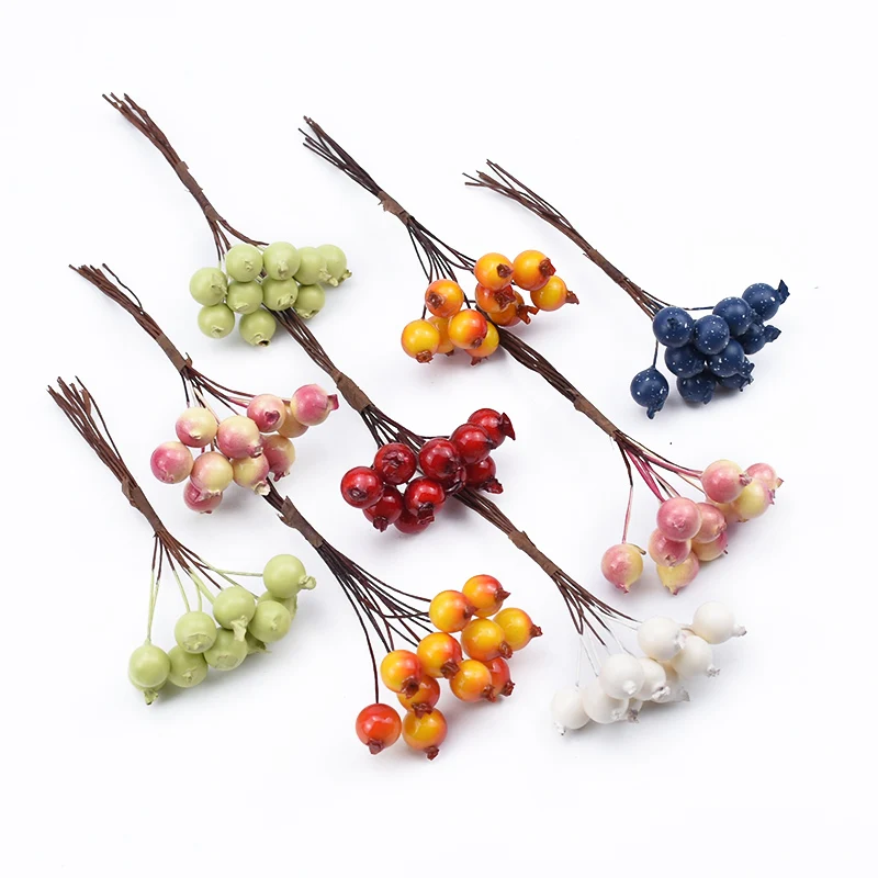 20pcs PE Cherry Fruit Artificial Plants DIY Gifts Box Christmas Decorations for Home Scrapbooking Decorative Flowers Wreaths