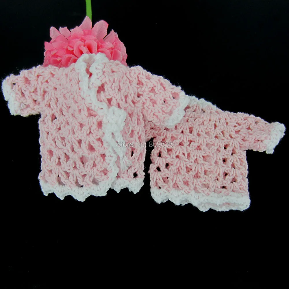 12pcs miniature crochet short sleeve sweater flower for baby shower baptism party table decorations 9.0 x 6.0cm