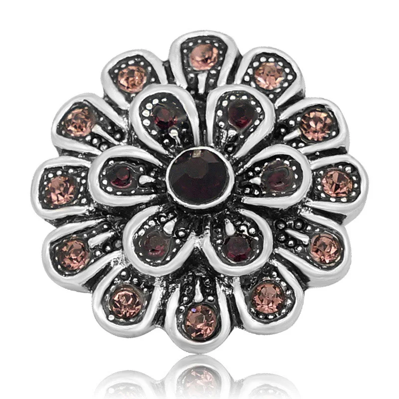 New KZ3114 Beauty Elegant Rhinestone daisy flowers 20MM snap buttons fit snap jewelry wholesale