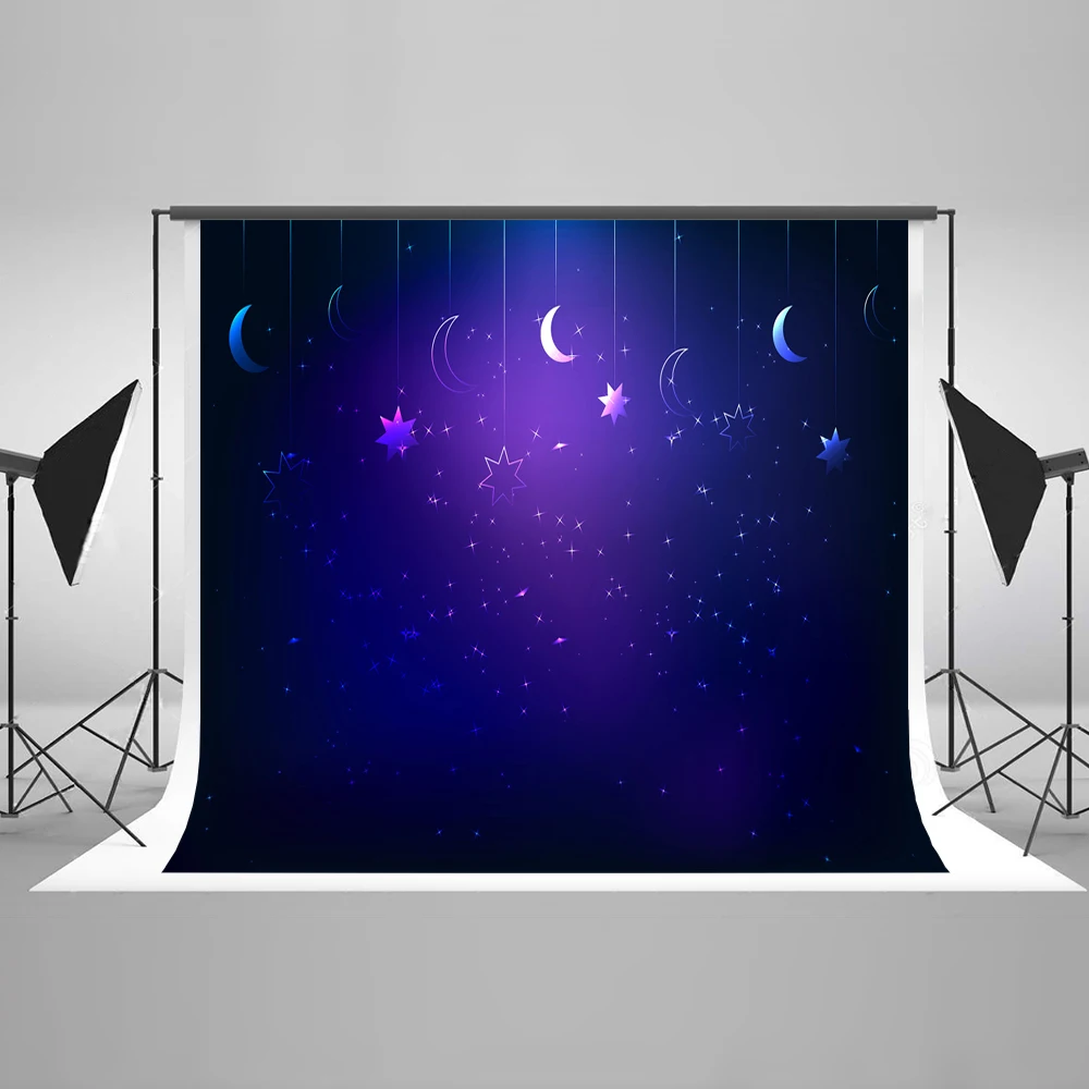 

VinylBDS 10x10ft Blue Birthday Photography Backdrop Children Dream Backgrounds For Photo Studio Moon Baby Photography Background