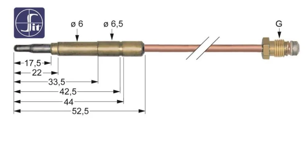 SIT Thermoelement Lange 1200mm Steckhulse 6,0(6,5)mm